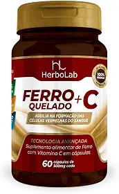 Ferro quelado e vitamina C em cápsulas