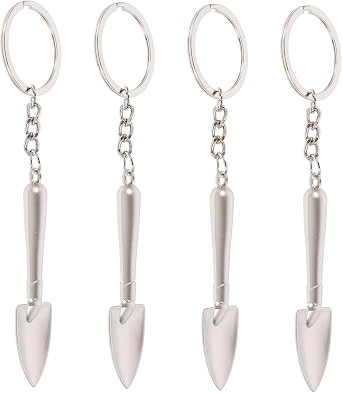 WOONEKY Mini Shovel Keychain Set of 4 Shovel Designed Keyrings 3D Small Charm for Keys Bags and Hanging Accessories Creative Gift for Daily Use