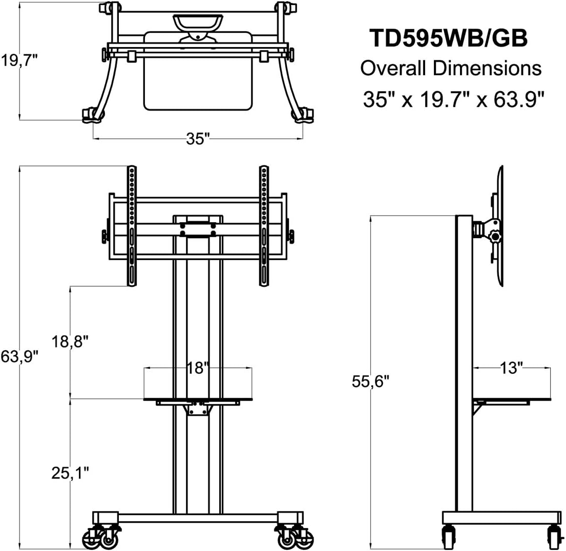 TransDeco TV stand, 80", Walnut/Black