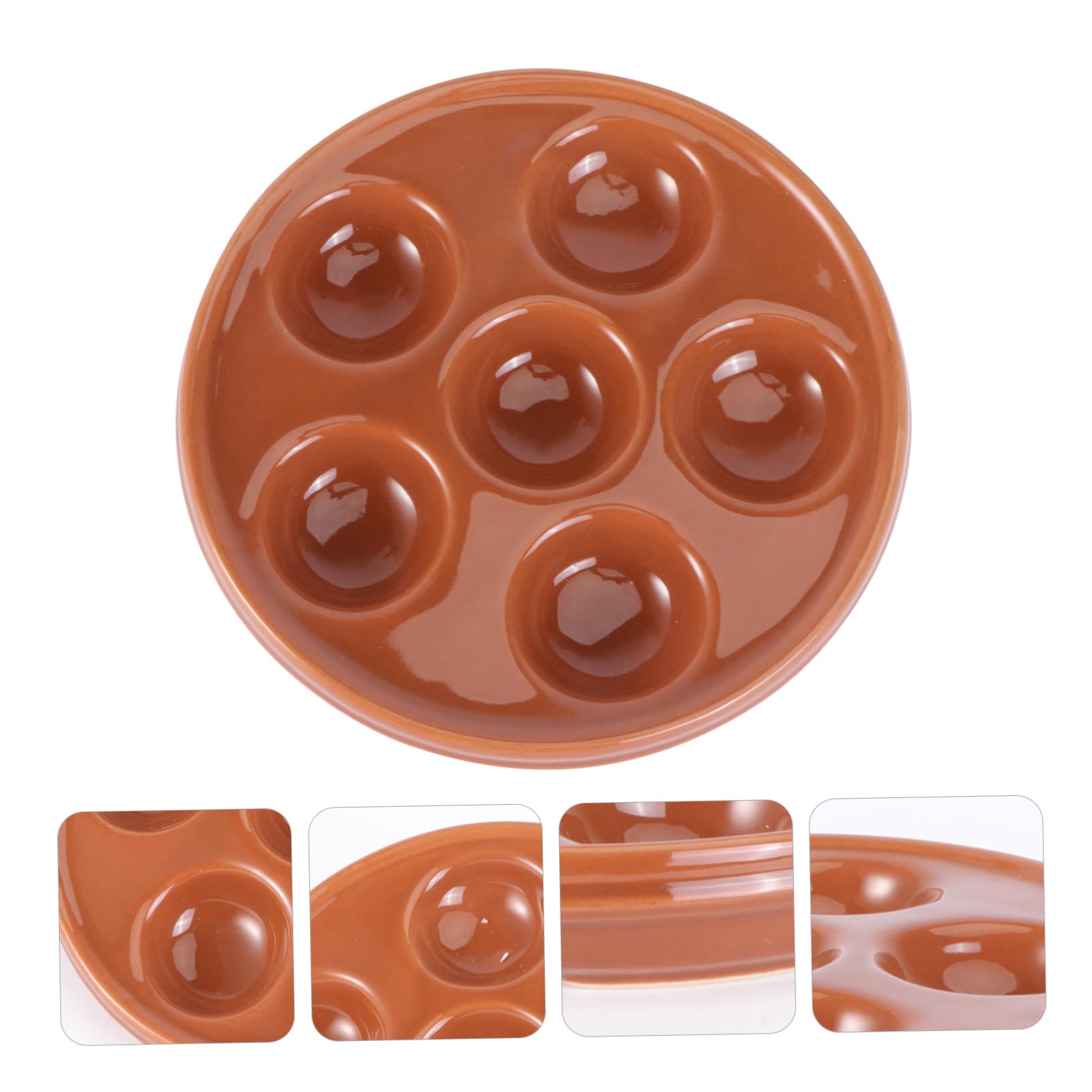 LABRIMP Piatto e Lavorazione Fine Marrone in Ceramica per Lumache Spesso e Stabile Design Semplice senza Bordo Ruvido per Cottura in Forno e Barbecue