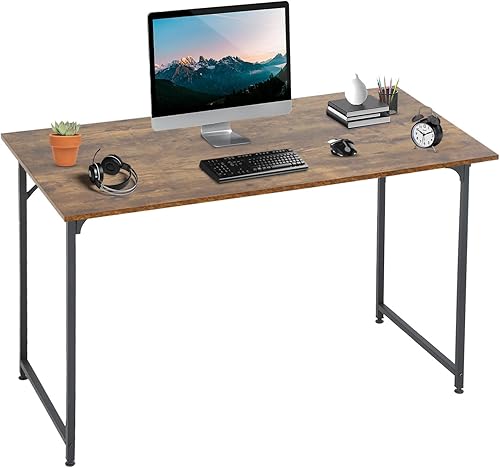 HCY Escritorio para computadora de 47 pies escritorio para oficina en casa estación de trabajo computadora portátil resistente simple con marco de