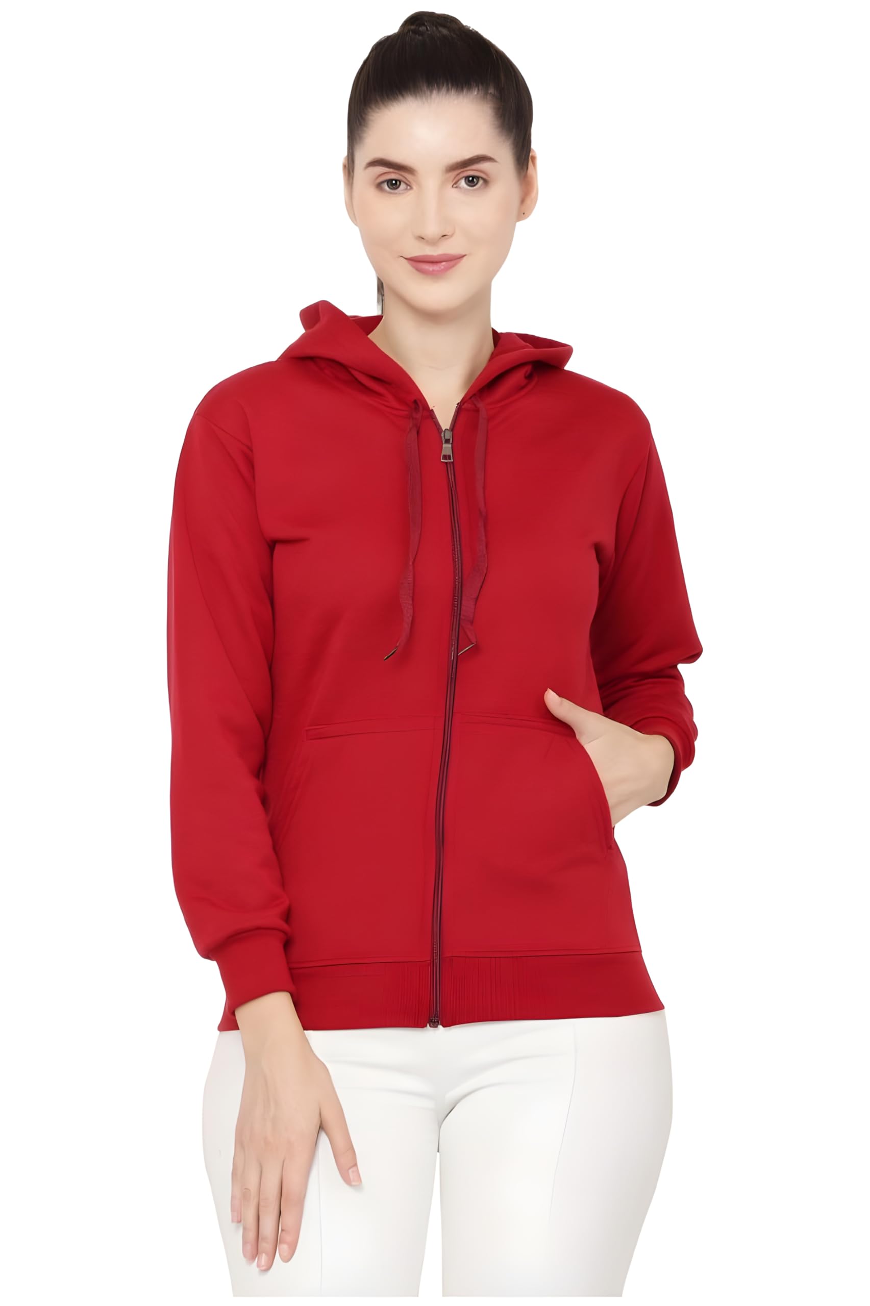 DIAMOND ZONE Women`s Women Full Sleeve Solid Hooded Neck Sweatshirt | P | S, M, L, XL ASZI-DZ-057_P