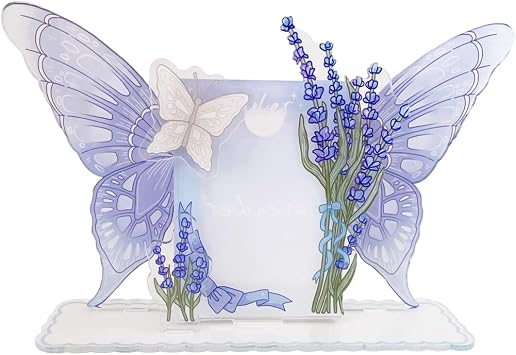 WAYUTO Detachable Acrylic Kpop Photocard Holder with Decorative Accessories Kpop Photocard Display Stand Kpop Photocard Frame Kpop Photocard Organizer for Kpop Fans Purple