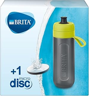 BRITA Wasserfilter-Flasche Fill&go Active Limone – Robuste Sport Trinkflasche mit Wasserfilter für unterwegs aus BPA-freiem Kunststoff – Zusammendrückbar