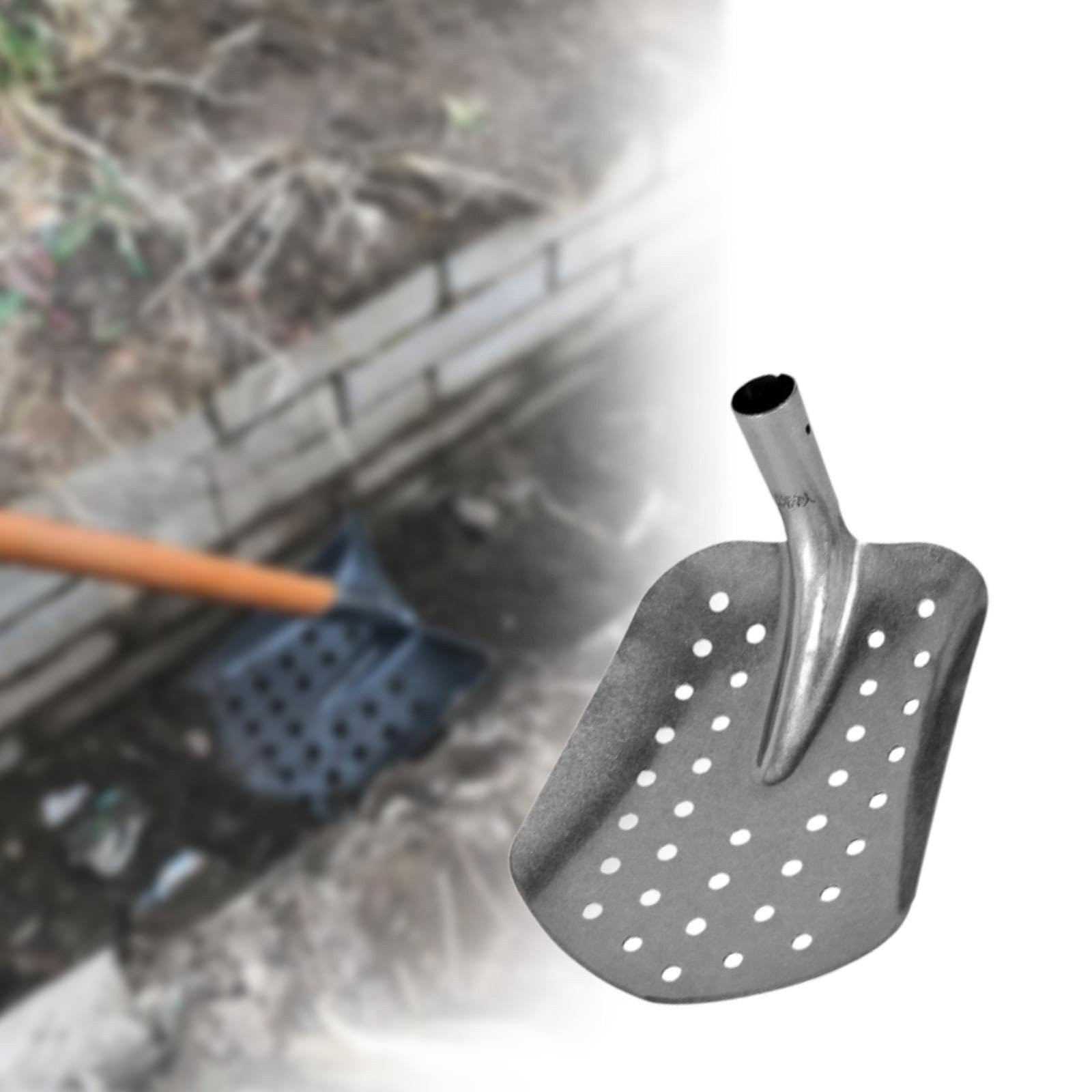Metall Siebspaten, Abflussspaten, Robustes Werkzeug Aus Hochkohlenstoffhaltigem Stahl Zur Kanalreinigung, Schlammspaten für Die Kanalentwässerung, Gar, Spitz, 29.5x22.3x11.5 cm