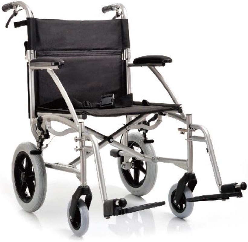 yuwell Lightweight Transport Wheelchair with Handbrakes, Aluminum Folding Transport Chair for Adults has 12 inch Wheels, 19-inch Seat, 23 lbs