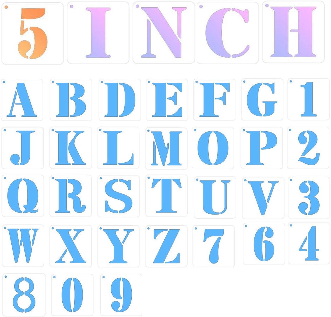Letter Stencils for Painting on Wood 5 Inch,36Pcs Reusable