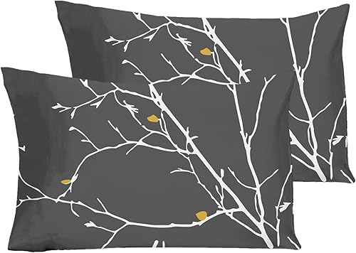 YIYEA Juego de 2 fundas de almohada estándar de microfibra ultra suave de doble cepillado, fundas de almohada estándar, fundas de almohada florales