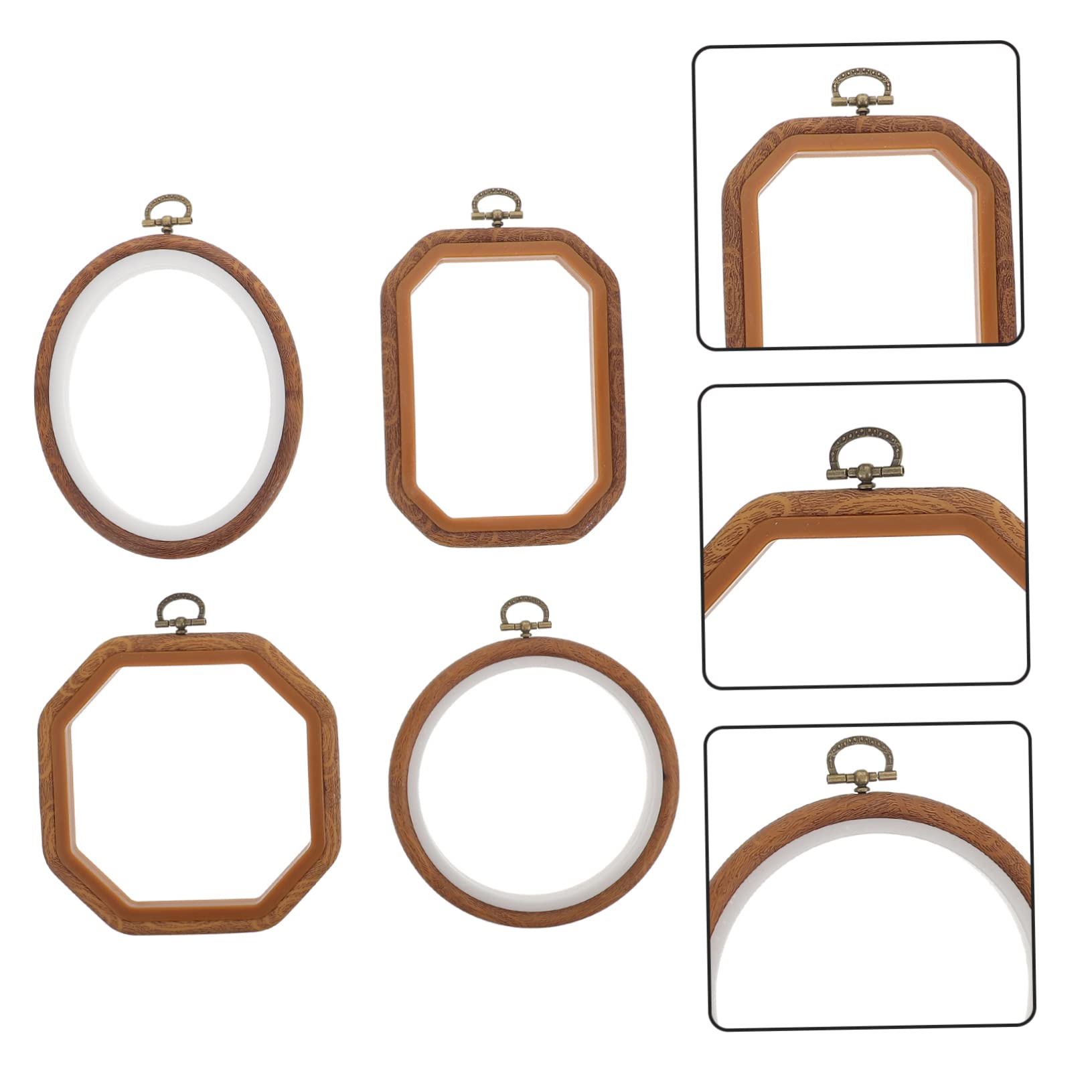 Gadpiparty 3 Series Aros Para Bordado Diy Marcos De Madera Imitación Ovalados Y Octogonales Accesorios Para Punto Cruz Y Manualidades De Costura 4 Piezas X 3