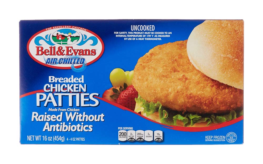 Bell & Evans Frozen Breaded Chicken Patties, 16 oz
