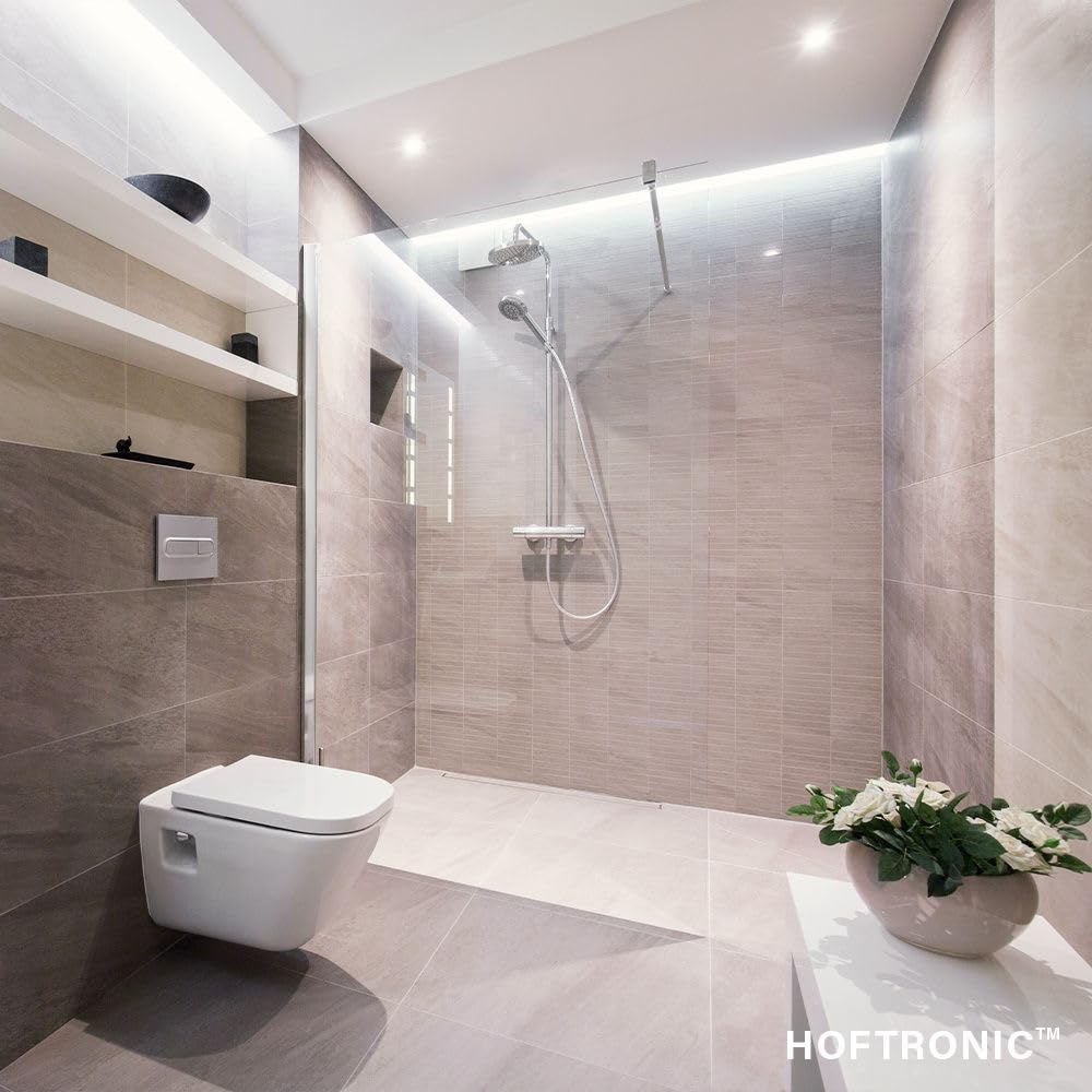 HOFTRONIC - 3x Nola LED Spot encastrable 68 mm Noir - IP65 étanche pour salle de bain, salon et extérieur - 5W 450lm - 2700K extra blanc chaud - spot plafond - spot plafonnier- spot terrasse