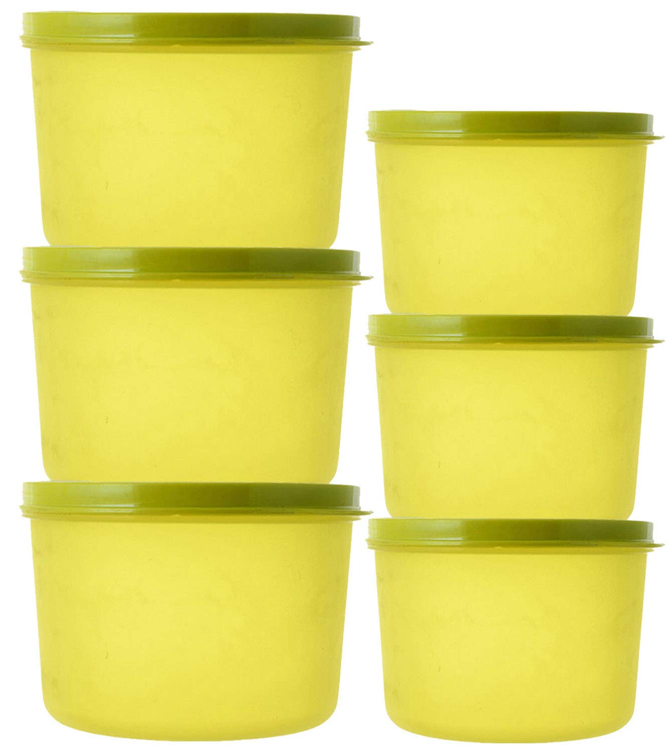 Kuber Industries Plastic 6 Pieces Kitchen Storage Spice Containers, Fridge Container, Food Utility Box, Food Storage Containers Jars 400,200 Ml (Green) - CTLTC44165