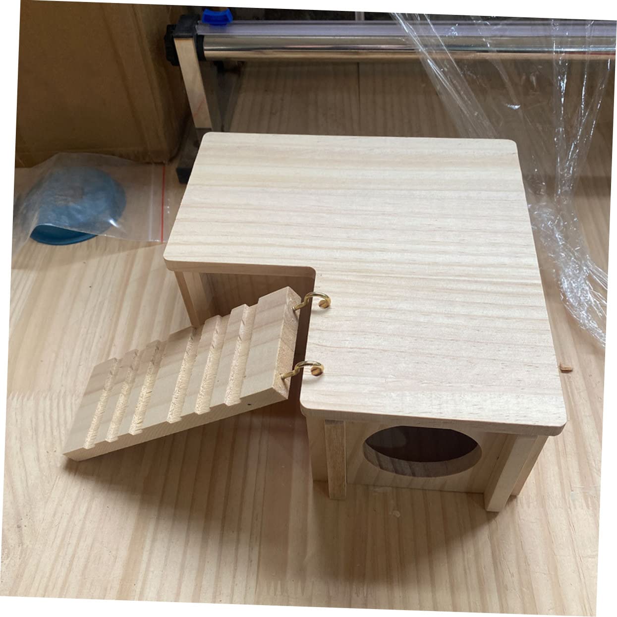Supvox Holz Hamsterversteck mit Leiter und Kabine, Beiges Satz