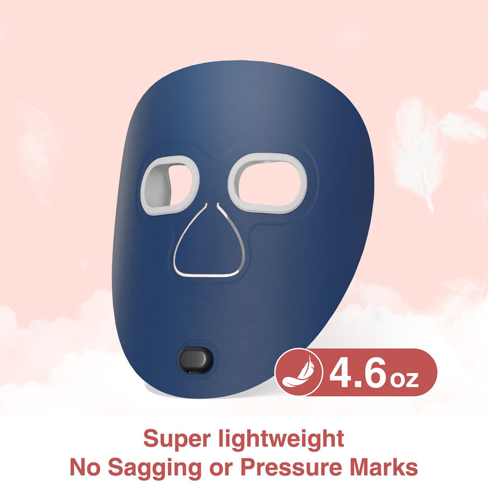 LED Gesichtsmaske mit 70 LEDs, 4 Farben & Nahinfrarot 630/850nm, Hautpflege & Wellness, Pflege reifer Haut & bei Hautunreinheiten, tragbar & wiederaufladbar für Gesicht & Hals,Blau