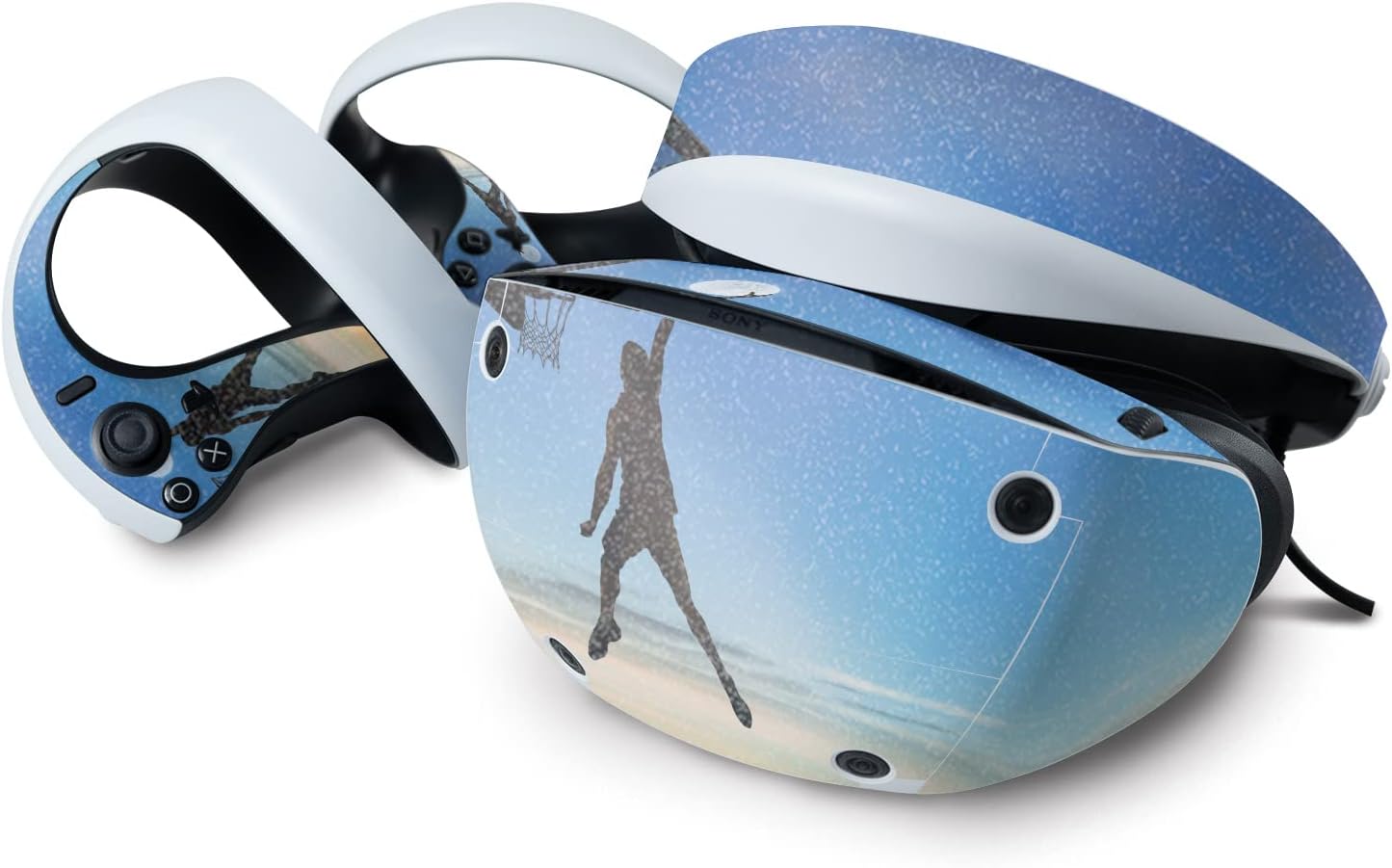 MightySkins Glossy Glitter Skin Compatible with Sony Playstation VR2 - Moon Dunk | Protective, Durable High-Gloss Glitter Finish | Easy to Apply & Change Styles | Made in The USA