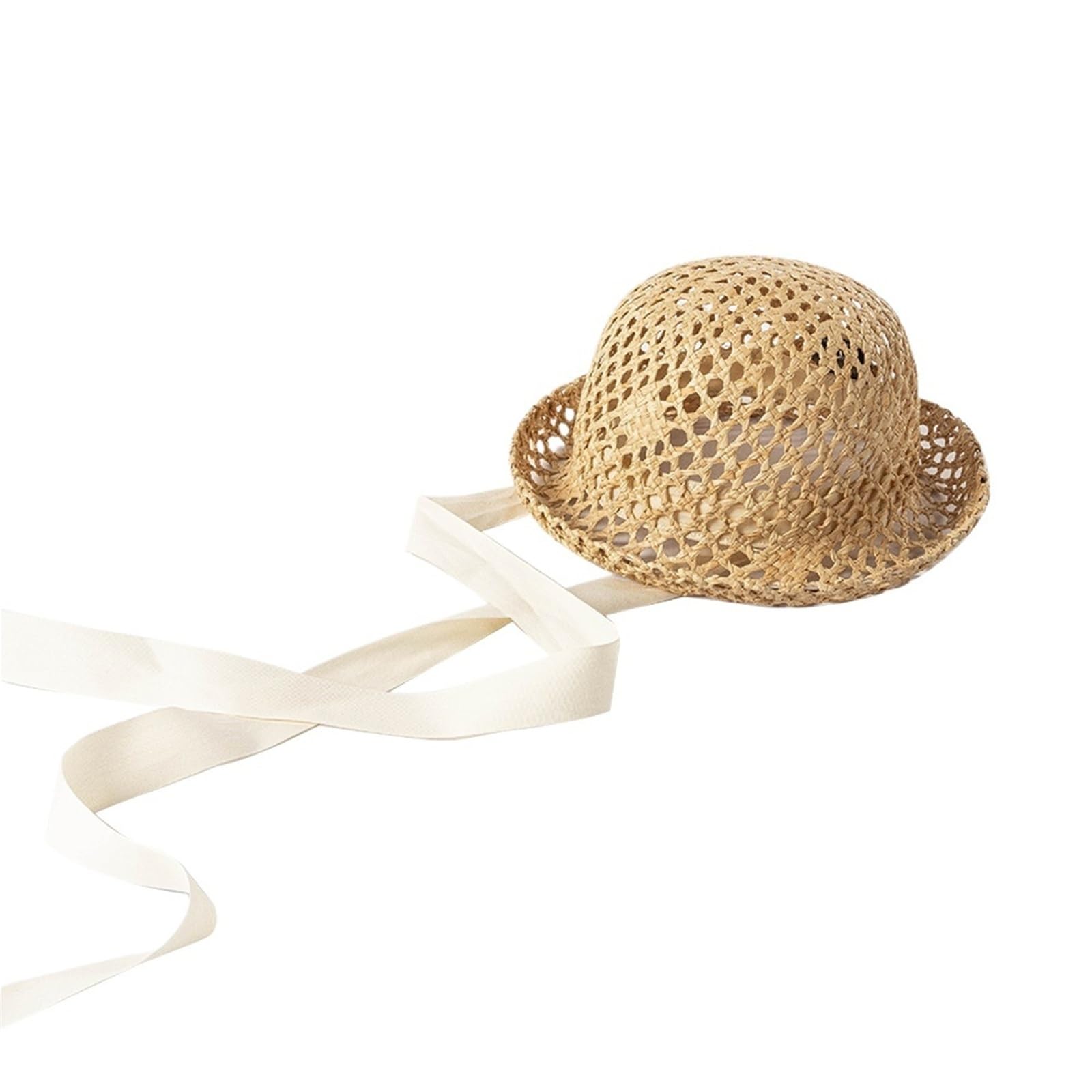 Sombrero de Sol de Paja Lafite para Niños - Tejido a Mano con Correa Ajustable para Exteriores