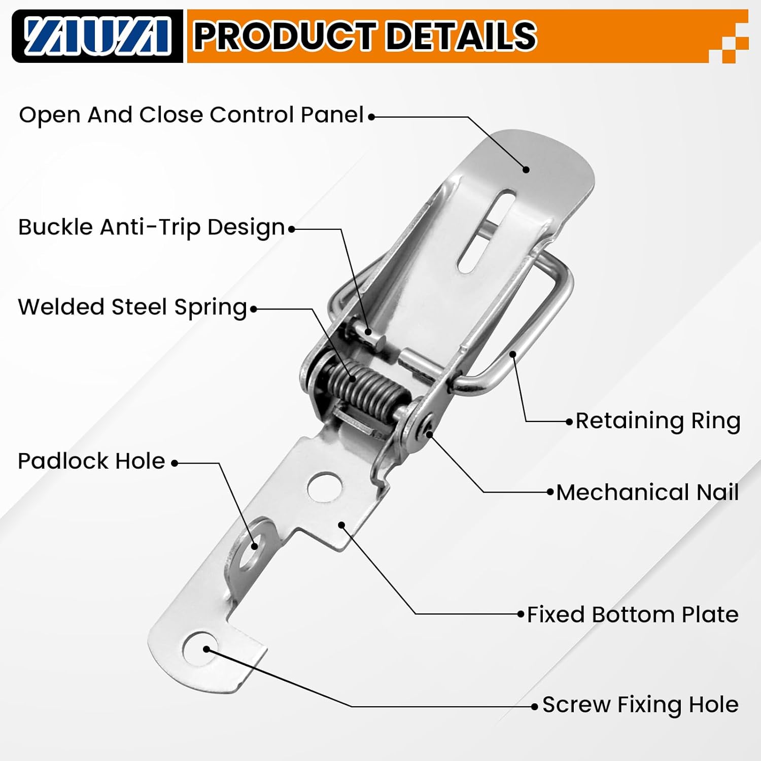 4PCS 90-Degree Angle Latch, Stainless Steel Corner Latch with Keyhole, Tool Box Hood Clasp Buckle Lock Latch with Screws for Case Box Closet