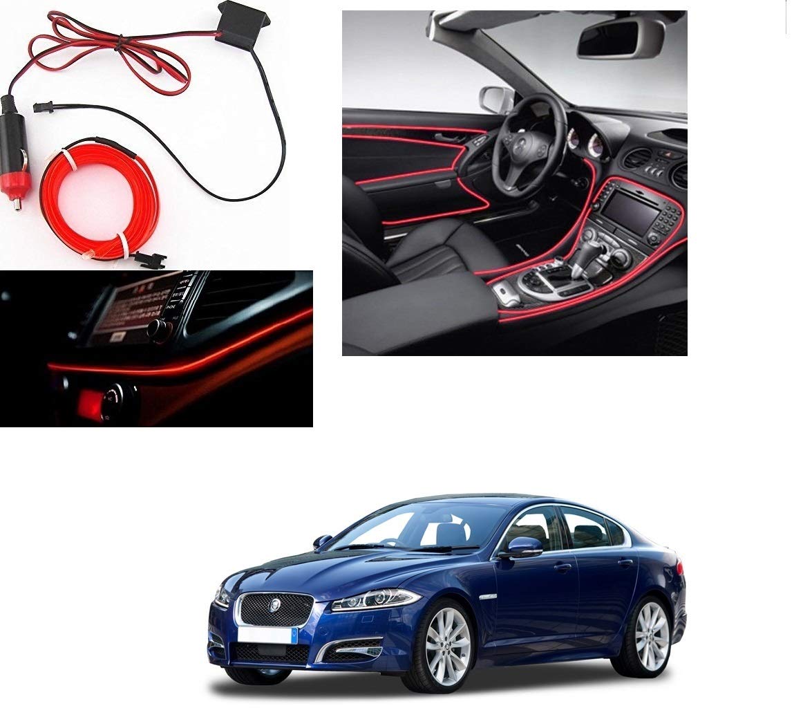 Kozdiko Red Color 12V 5Mtrs Roll Cold Light Car Socket Strip Neon Lamp Mood Creator Decor InteriorLighting for Jaguar XF