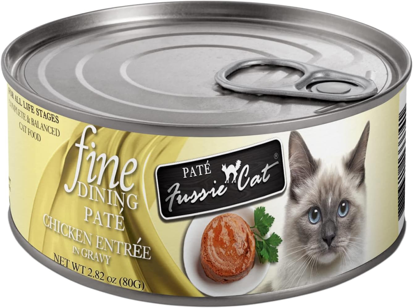 Fussie Cat Fine Dining Pate Wet Food - 2.8 Oz. Cans, Variety Flavor Pack of 12 with HS Can Lid