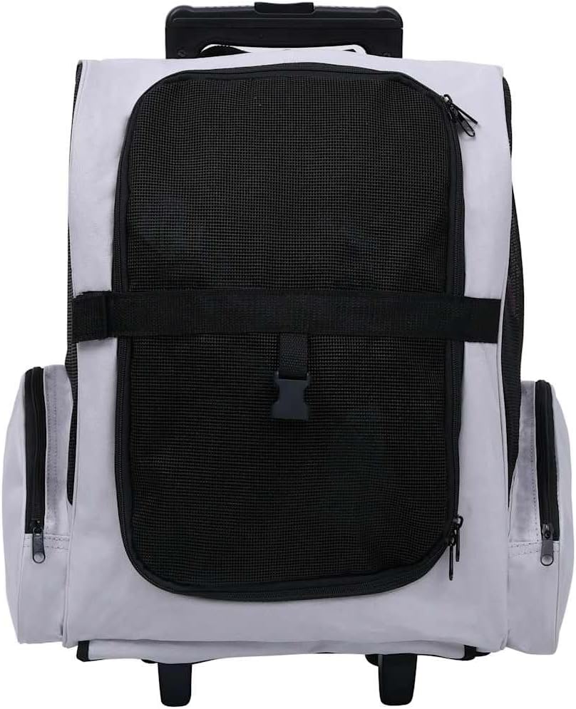 YAFF Grey Fabric Pet Trolley, Collapsible Rectangular Dog & Cat Stroller, Indoor/Outdoor, Lightweight