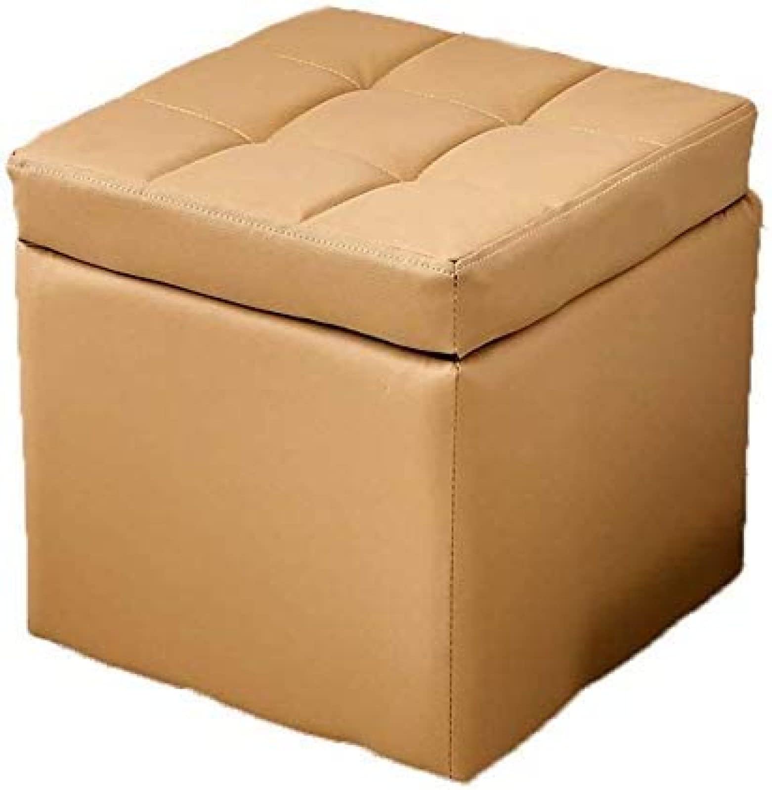 Repose-Pieds en Cuir Cube de Rangement 30x30x36 cm Rose pour Salon