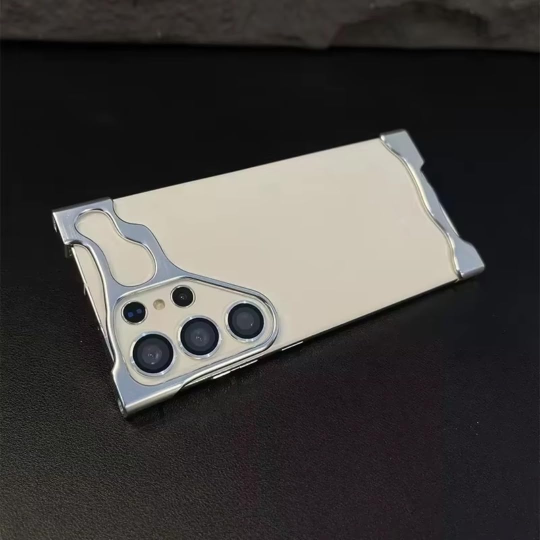 Obudowa telefonu Samsung Galaxy S26 25 S24 S23 Ultra Plus ze stopu aluminium z folią na obiektyw i ochroną narożników (do Galaxy S24/srebrny)
