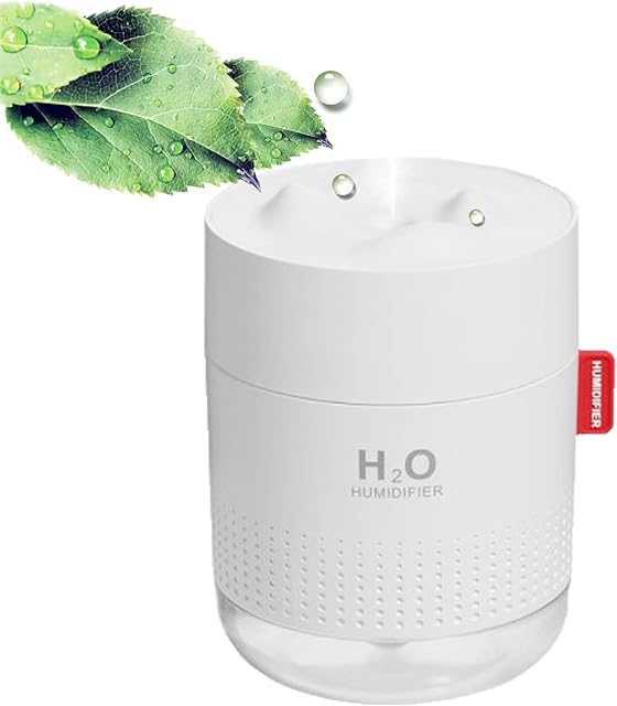 Plants Humidifier , Silent Portable Humildifier , 500ML Quiet Air Humidifier with Two Adjustable Mist Mode and with Night Light , Waterless Auto-Off , for Bedroom/Office/Baby Bedroom /Plants