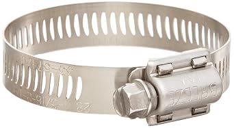 Breeze Power-Seal Stainless Steel Hose Clamp, Worm-Drive, SAE Size 16, 13/16" to 1-1/2" Diameter Range, 1/2" Bandwidth Pack of 10