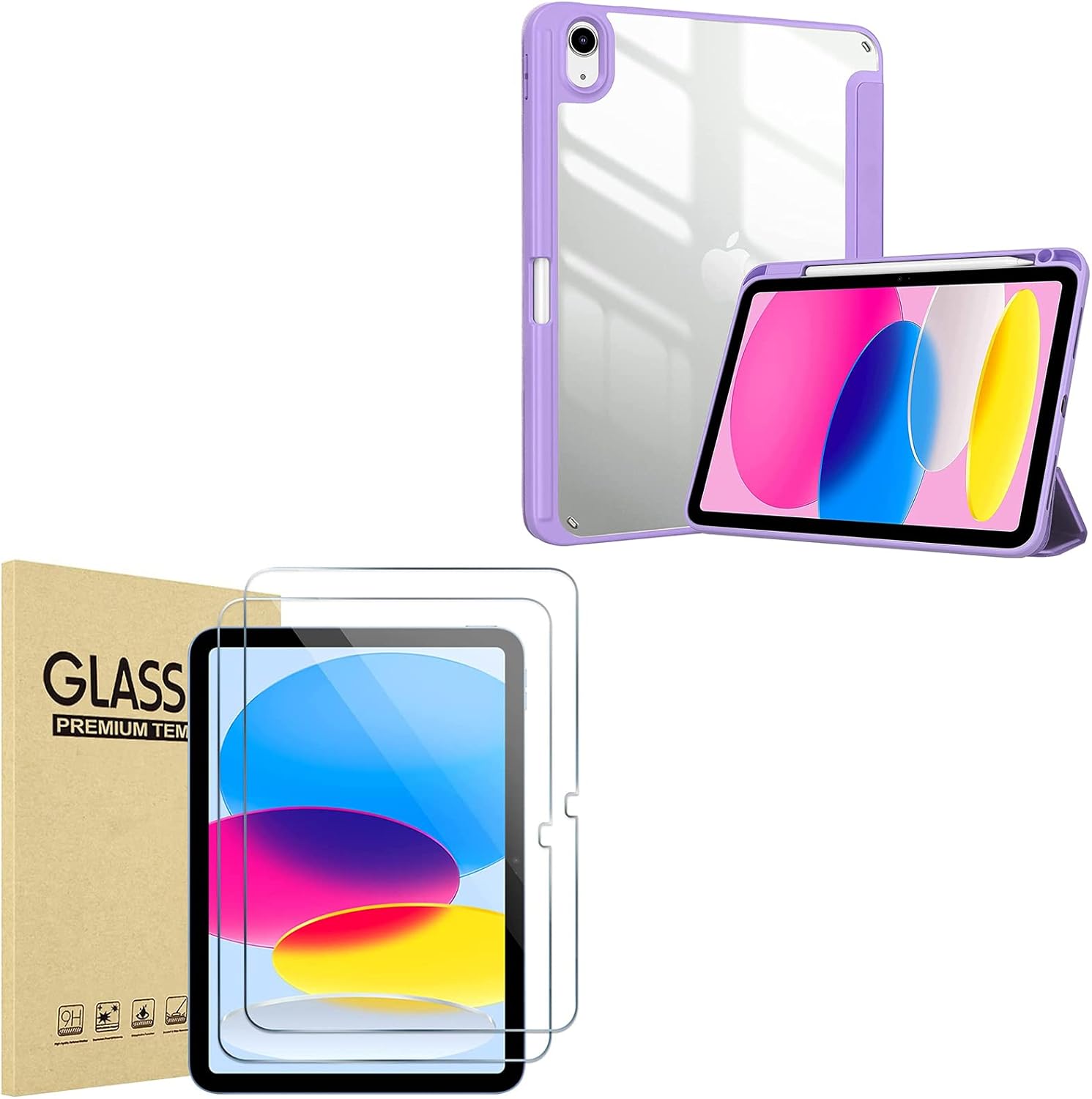 ProCase Transparent Back Shell Protective Case Bundle with 2 Pack Screen Protector for iPad 10th Gen 10.9" 2022 Release