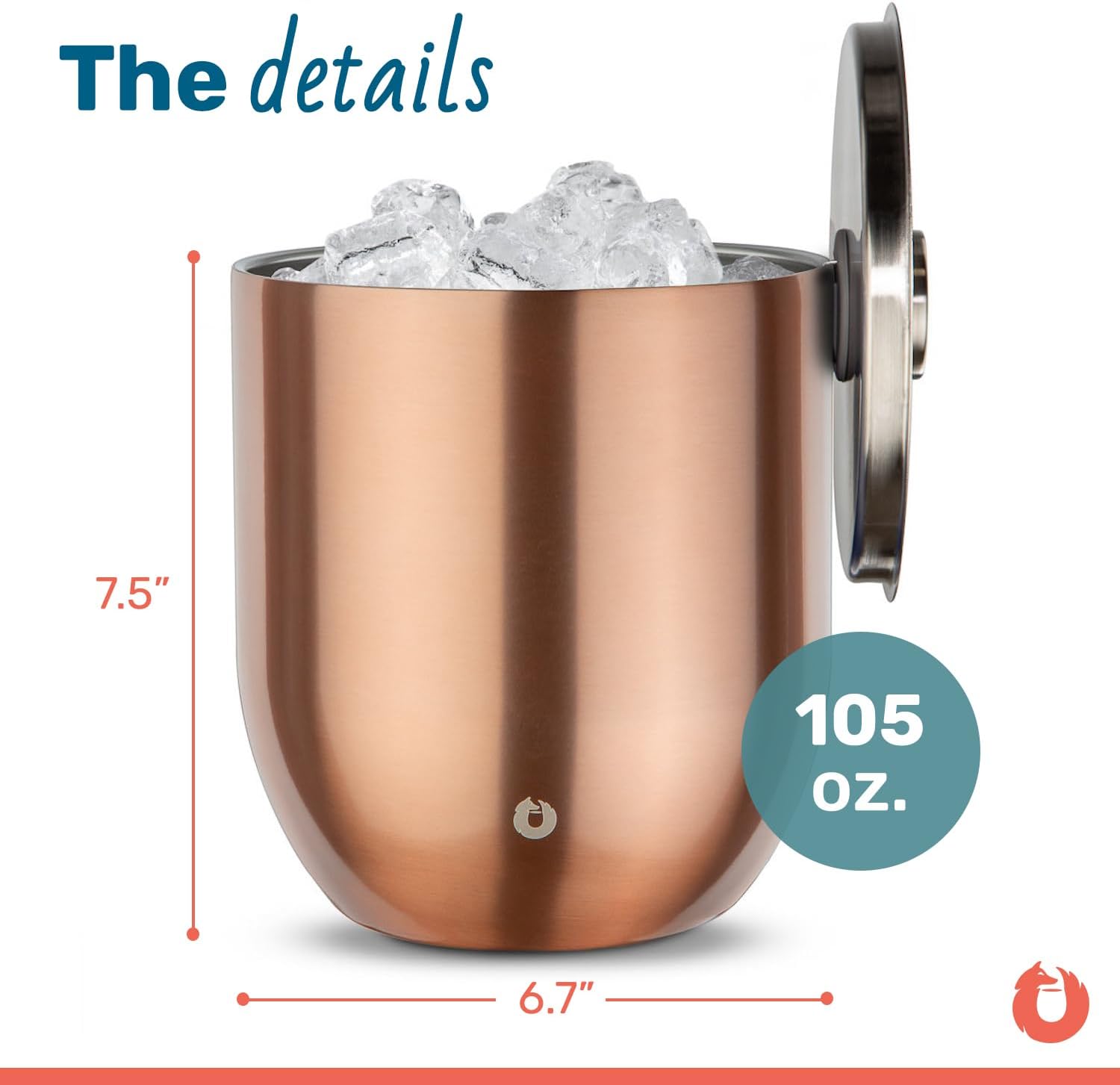 SNOWFOX Plus, Premium Vacuum Insulated Stainless Steel Ice Bucket with Lid/Scoop, Home Bar Accessories, Elegant Bartending Ice Buckets for Parties, Beautiful Outdoor Entertaining Supplies, 3L, Gold - Image 2