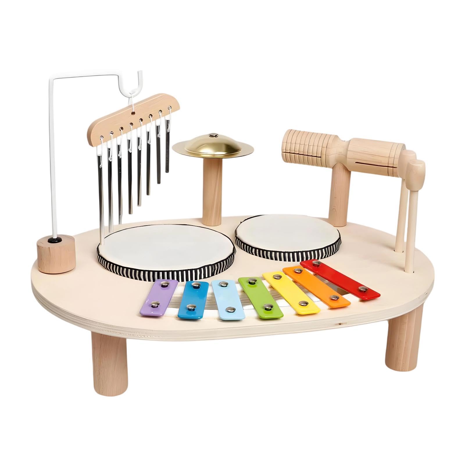 Qianly Schlagzeug Aus Holz, Musikspielzeug für Vorschulkinder, Lernspielzeug für Kleinkinder, Musikinstrumente für 3 Jährige, Geschenk