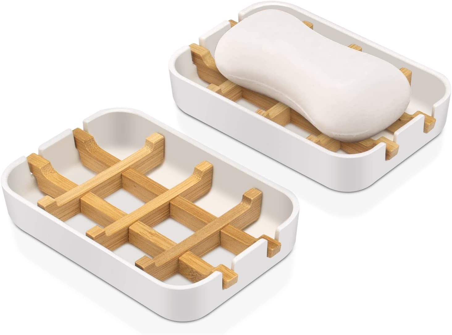 BYUNER Bathroom Soap Dishes Bamboo Soap Holder Shower Soap Tray for