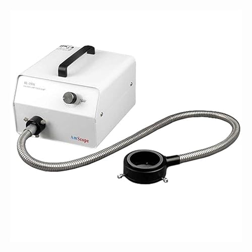 AmScope Iluminador 150W del anillo de la fibra óptica del halógeno del microscopio HL150-AR