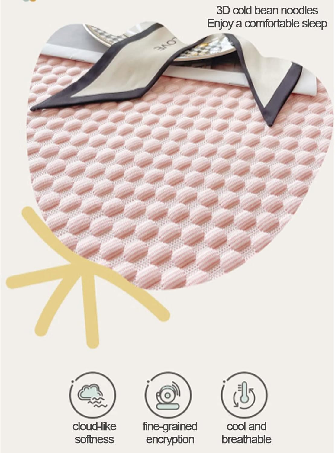 Summer Cooling Mat with Pillowcase Lace Bed Skirt Ice Silk Mat Sleeping Pad Foldable Washable Mattress Protector for Home School Dormitory (3 Pack) 1.8m (1.8m)