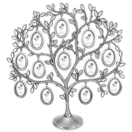 QTMY Metall-Kristall-Stammbaum mit 12 hängenden Bilderrahmen Collage Schreibtisch Ständer Ornamente (Familienbaum) Cover
