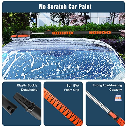 Yeewayveh Car Wash Brush, 55" Telescoping Microfiber Car Wash Mop With Long Handle, 180° Rotating Soft Bristle Cleaning Brush With Windshield Window Squeegee Duster Exterior Cleaning Car Wash Kit Tool #TOP3