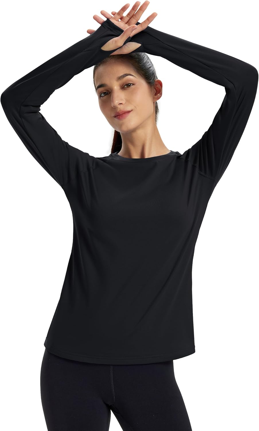 MAGCOMSEN Women's Thermal Shirts Long Sleeve Fleece Lined Workout Tops Athletic Moisture Wicking with Thumb Hole - Image 4
