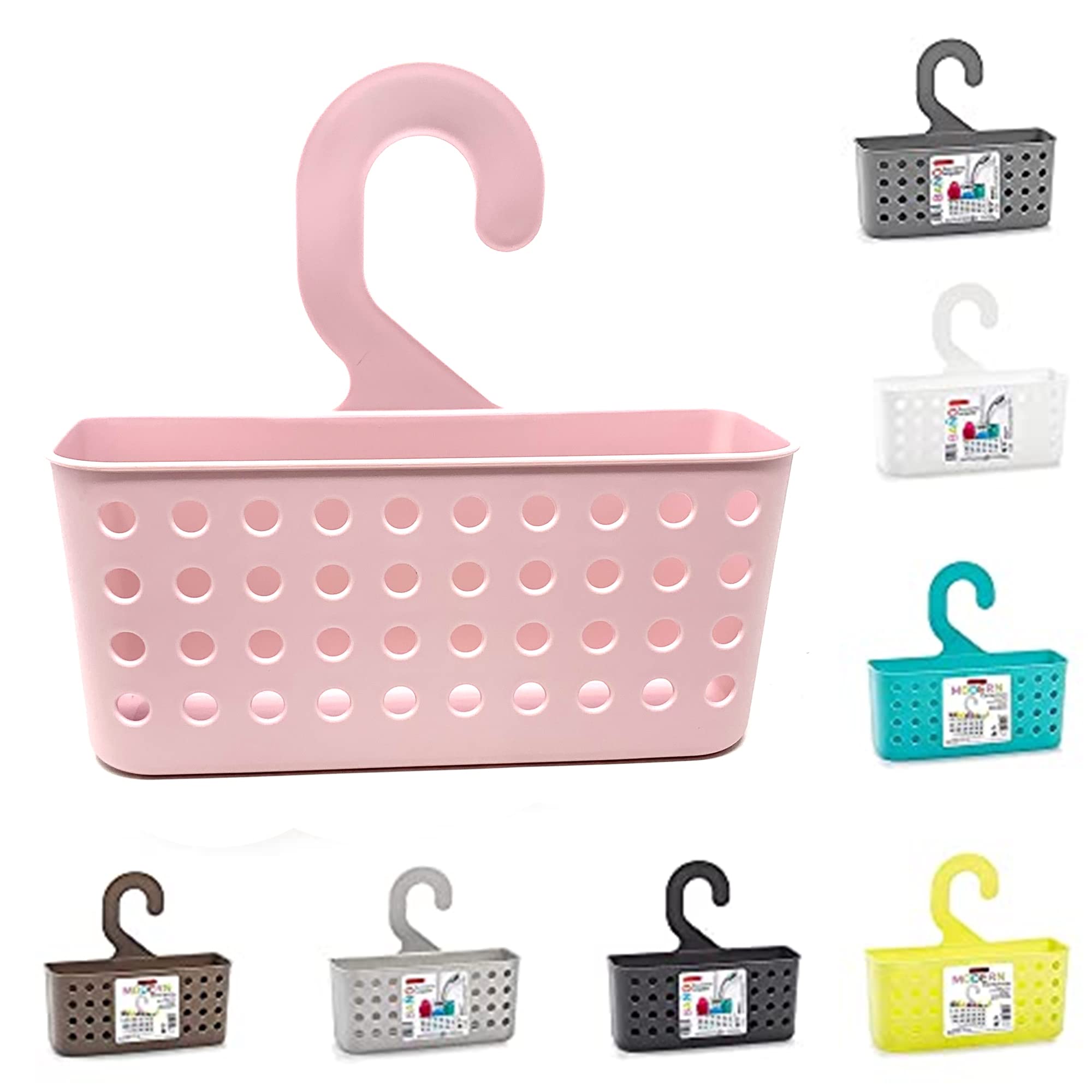 Plastic Hanging Shower Caddy Basket Organizer | Wall-Mounted Bathroom Toiletry Holder for Washroom Storage | Durable Plastic Shower Basket (Pink)
