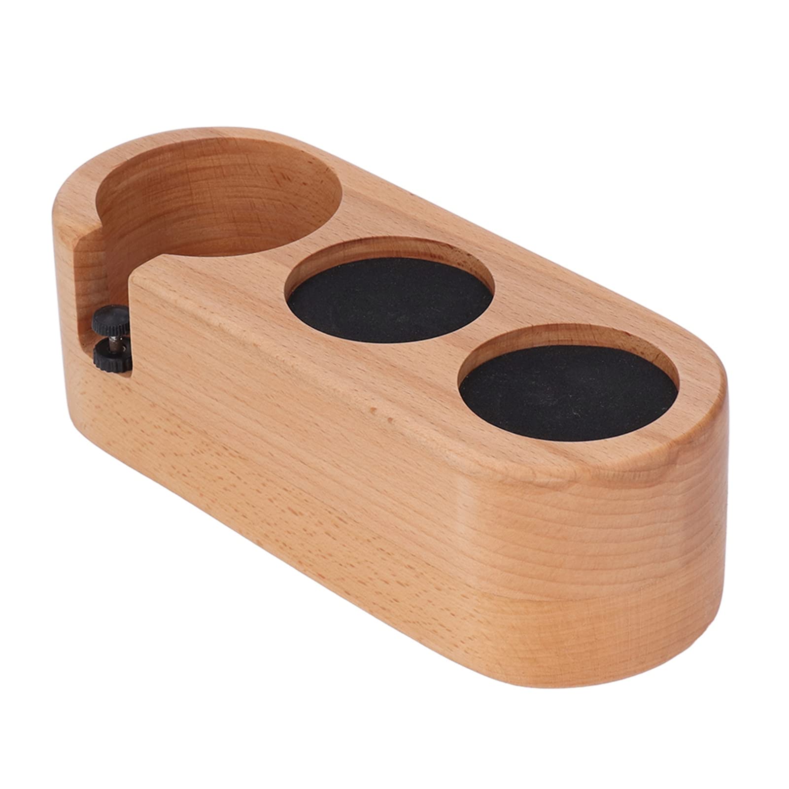 Soporte para prensa de café, estación de prensa de café de madera con 3 orificios para prensas de 58 mm y portafiltros, base antideslizante de haya para la configuración de barra
