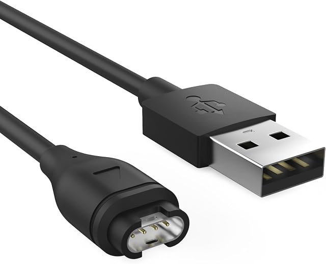 MoKo Charger Cable Compatible with Garmin Fenix 7/7S/7X/6/6S/6X Pro/5/5S/5X Plus/Vivoactive 3/4/4S/Forerunner 45/55/245/745/945/Venu 2S/2 Plus/Instinct, USB Data Sync Charging Cable - Black