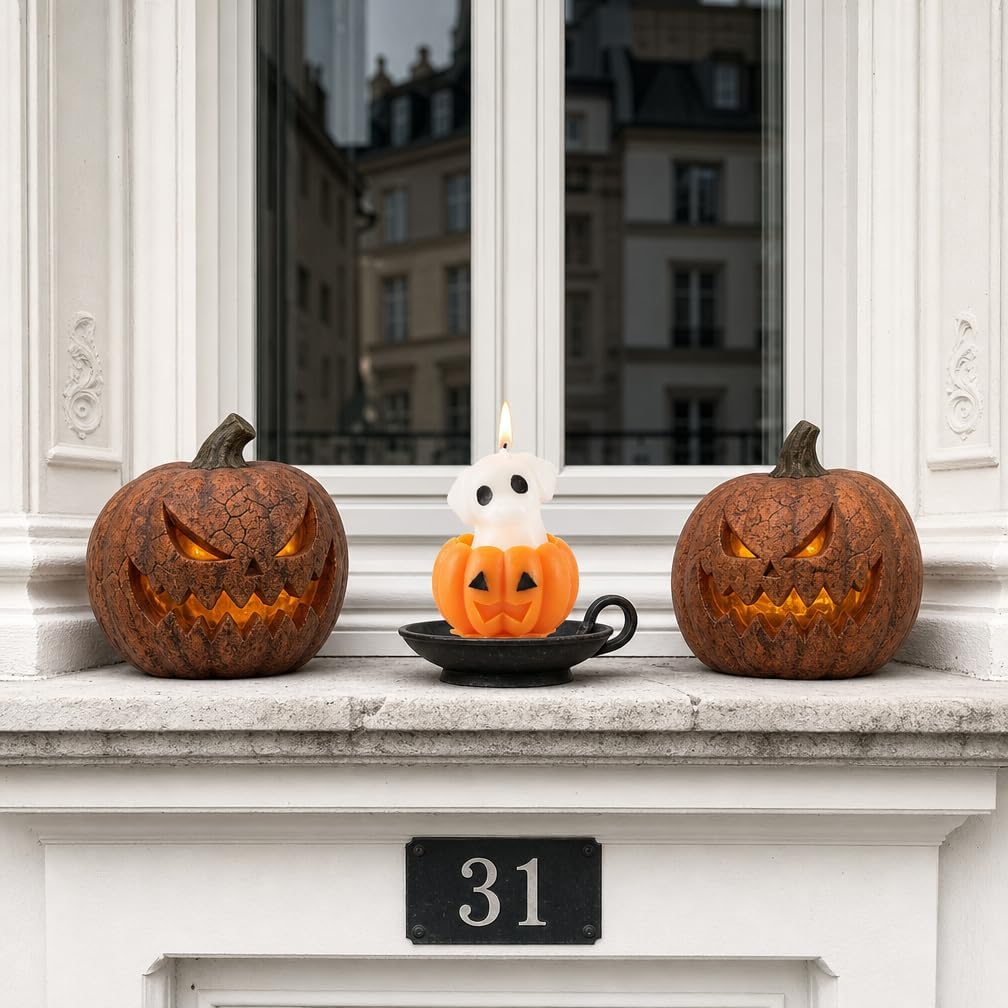 Halloween Dog Pumpkin Wax Candle Spooky Fall Decor