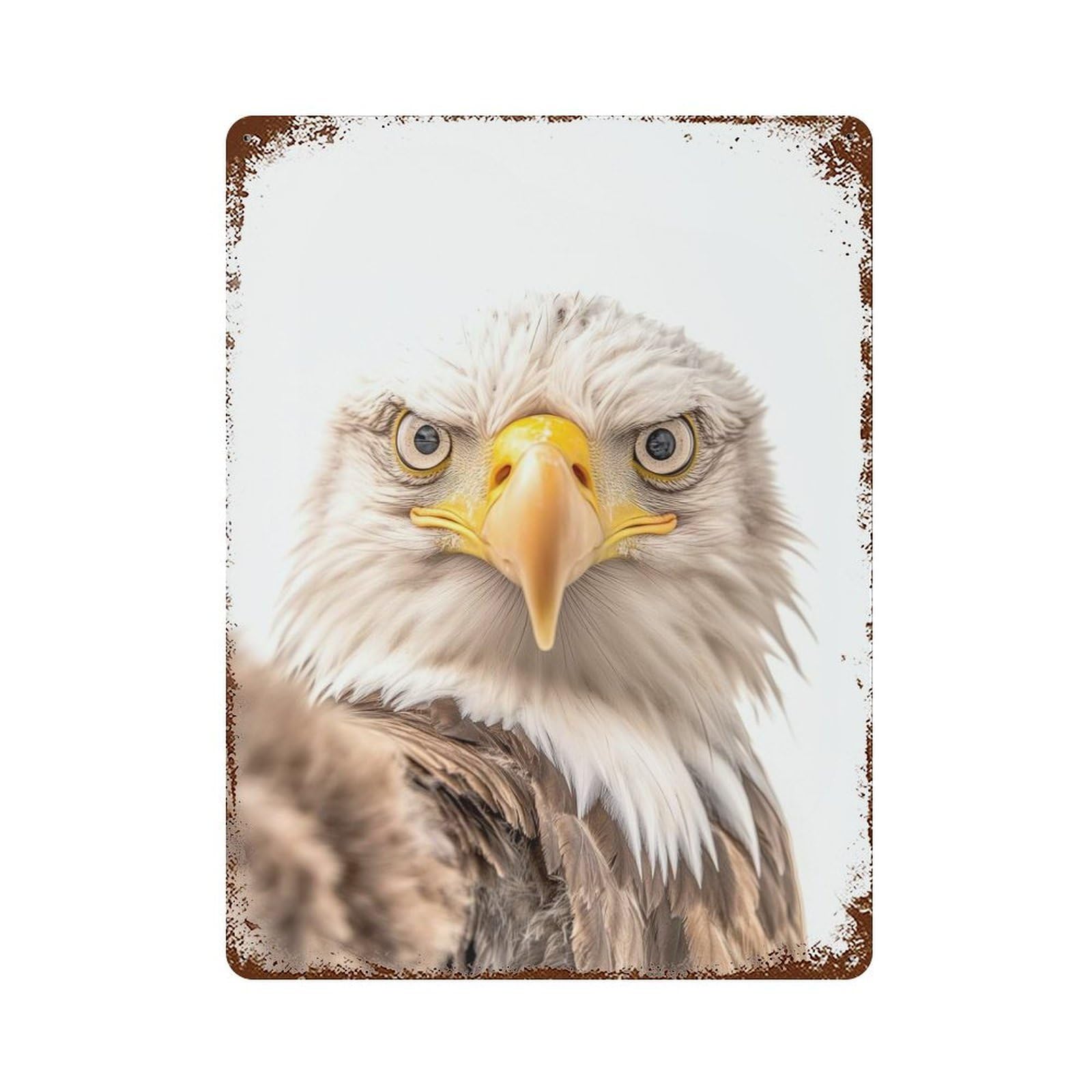 Garage Style Bald Eagle Selfie Vintage Rust Metal Sign 15.7"x11.8", Vintage Wall Decor for Bar And Workshop