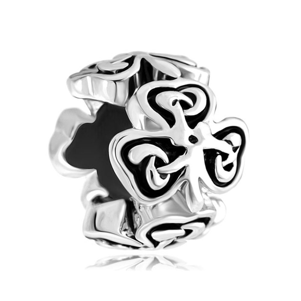 Lucky Clover Charm Filigree Green/Purple Enamel Charms Beads for Bracelets