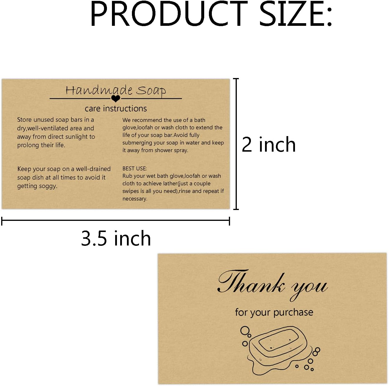 50Pcs Handmade Soap Care Cards 3.5×2 Inch Handmade Soap Bar Card Instructions Soap Care Guide, Bar Card & Instructions for Soap Maker Clients, Soap Care Guide - Image 2