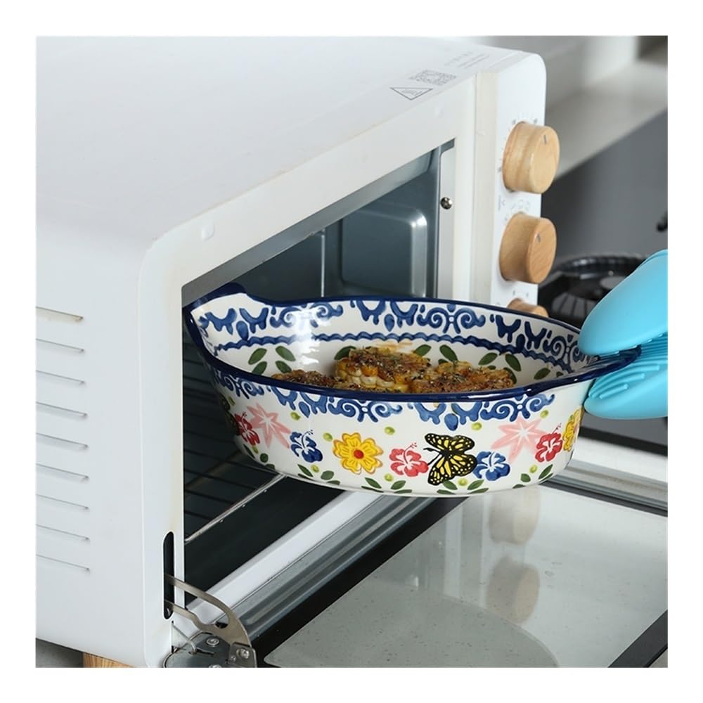 Naczynia do pieczenia 807 ml Duża pojemność wielofunkcyjnego piekarnika, ceramiczna taca do pieczenia, kreatywny podwójny ser do zapiekania ryżu