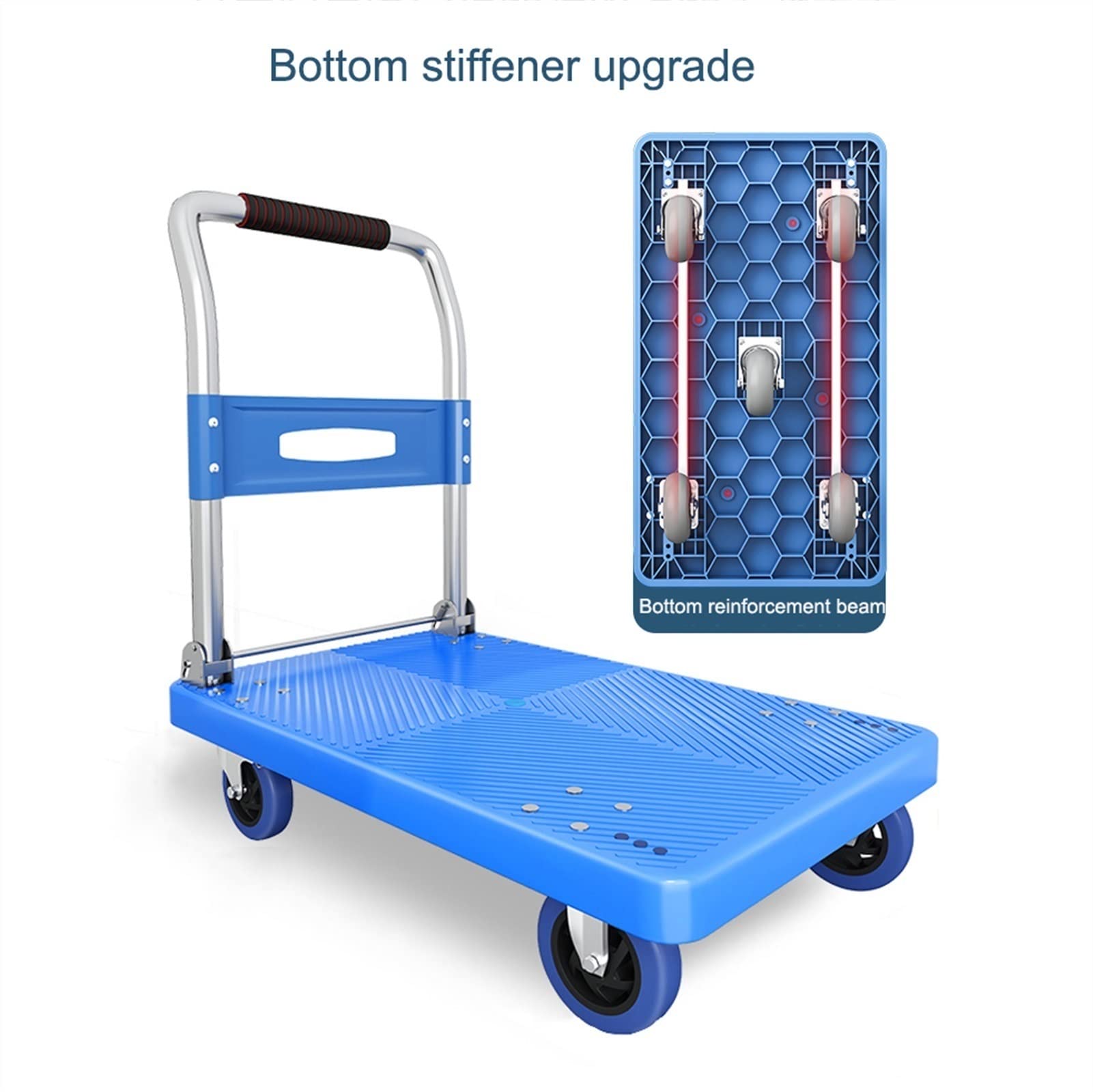 Carrello Portapacchi Pieghevole In Alluminio - Trolley Con Manico Telescopico, Blu, Per Traslochi E Spesa - Foto 6