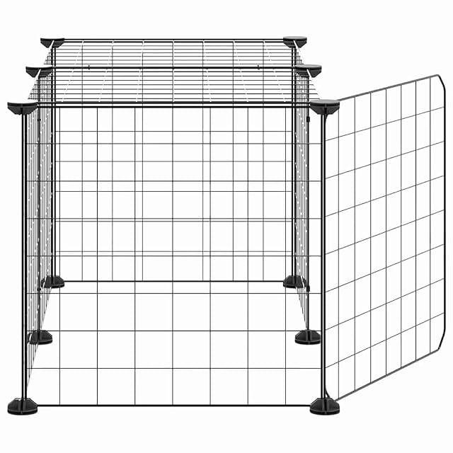 Foto 7 de 8 de vidaXL Jaula para Mascotas de 8 Paneles con Puerta Acero Negro 70x35x35cm
