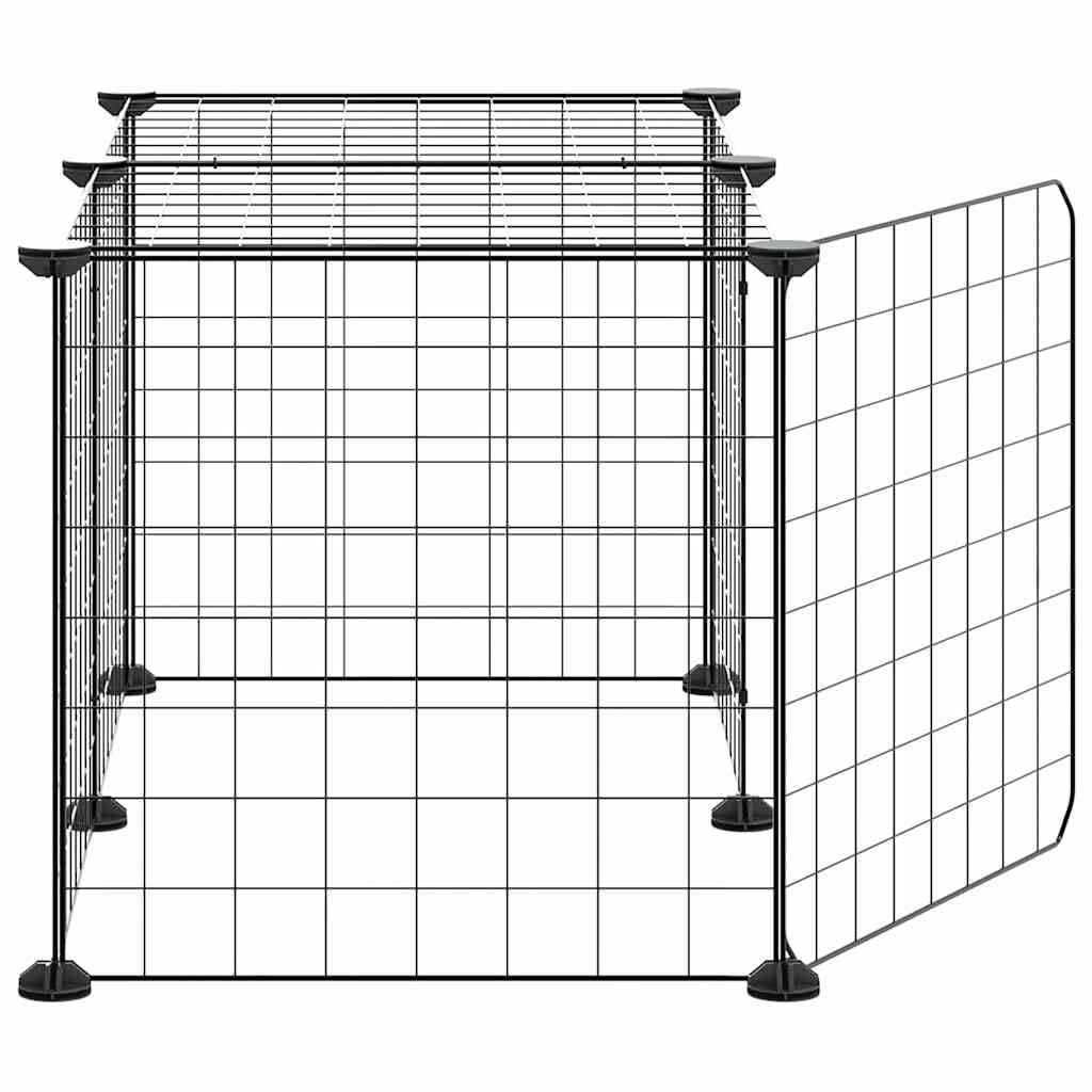 Jaula para mascotas con puerta negra de 35 x 35 cm, 8 piezas, de acero, para roedores, conejos, cobayas, hámster, ampliable para vivienda, balcón, jardín