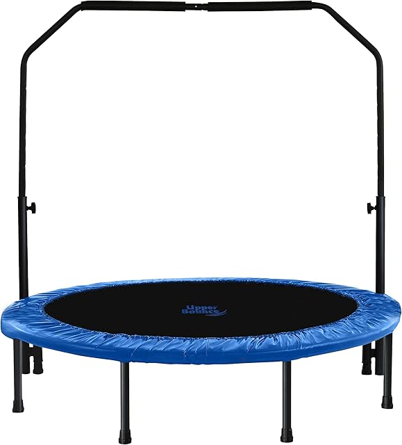 Upper Bounce 40" Mini Trampoline, Exercise Gym Workout Cardio Weight Loss Fitness Indoor/Outdoor Kids Adult Rebounder with Adjustable Handle