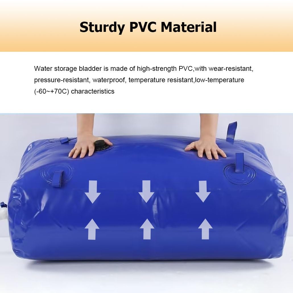 Bolsa De Almacenamiento De Agua, Tanque De Vejiga De Agua Plegable, Contenedor De Agua De Plástico Flexible Portátil, Cubo De Gran Capacidad, Barril Colector(1.3x0.8x0.58m/600L/158gal)